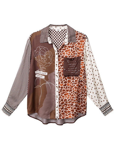 Isabel Mixed Print Chocolate Shirt