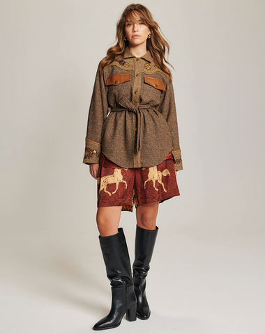 Kiara Brown Belted Jacket