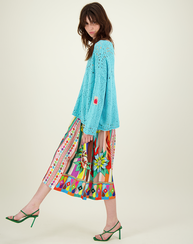 Kristina Turquoise Crochet Top