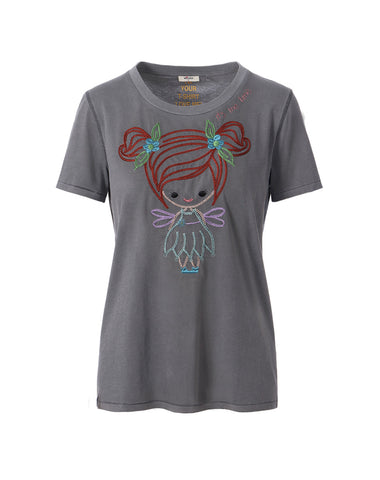 Willow Doll Charcoal Embroidered
