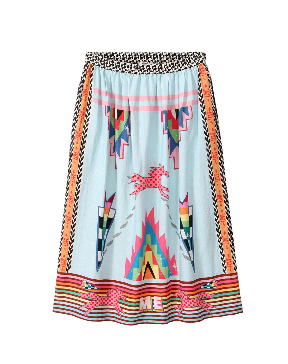 Elizabeth Linen Printed Midi Skirt