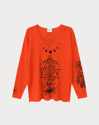 Arleth V-Neck Orange Sweater