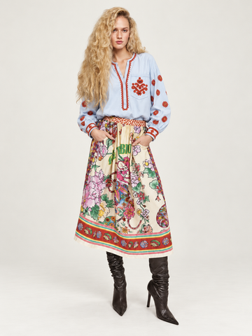 Vanessa Cherry Printed Midi Skirt