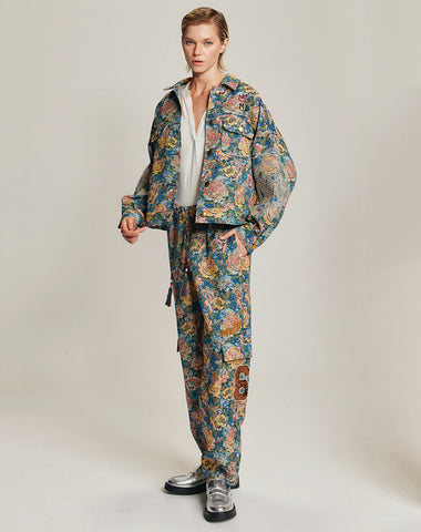 Noelle Rose Blue Jacquard Jacket