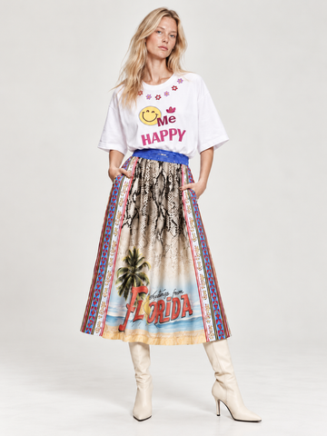 Vanessa Printed Snake Midi Skirt