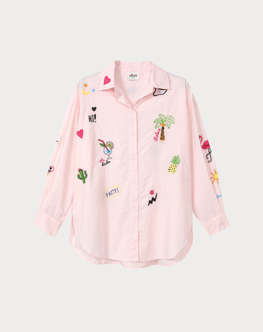 Madison Pink Oversized EMB Shirt