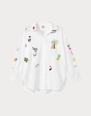 Madison White Oversized EMB Shirt