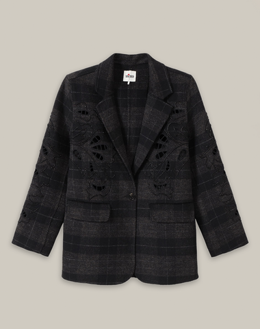 Kinsley Black Emb Wool Jacket