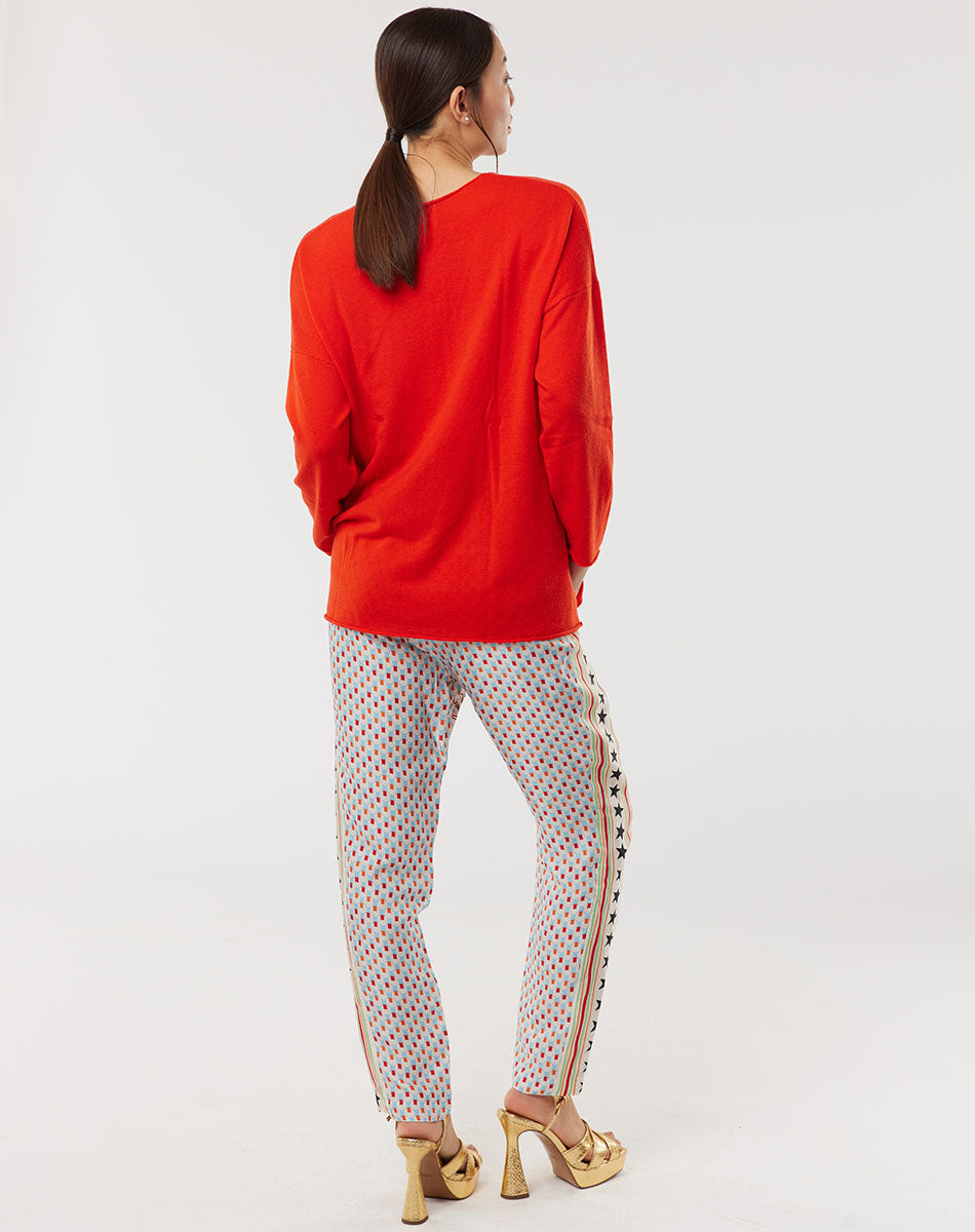 Jessie V-Neck Knitted Orange Sweater