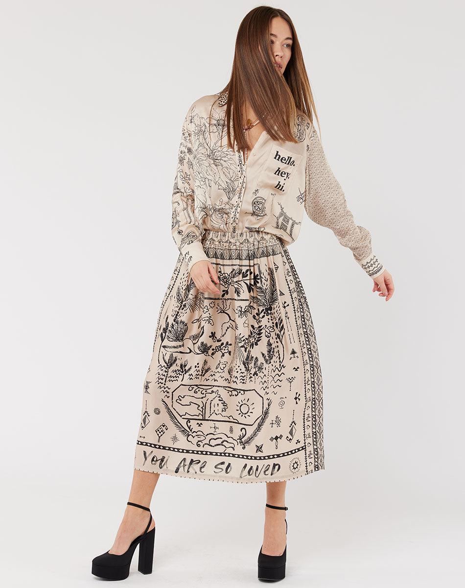 Vanessa Printed Midi Blossom Skirt