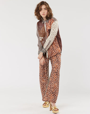 Isabel Mixed Print Chocolate Shirt