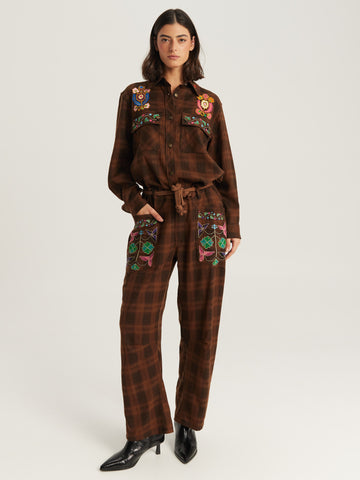 Heritage Brown Embroidered Shirt