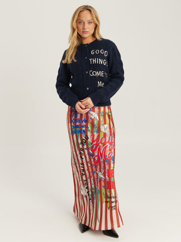 Myra Navy Cropped Cardigan