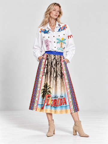 Vanessa Printed Snake Midi Skirt