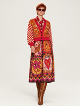 Vanessa Printed Midi Sunset Skirt