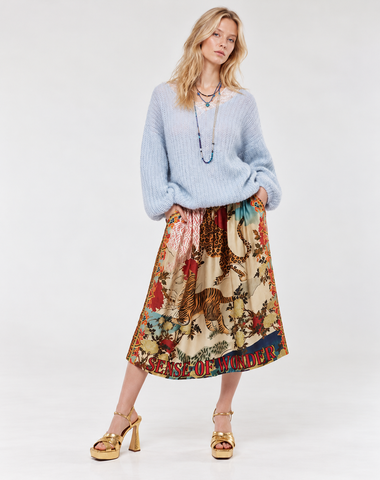 Vanessa Printed Oriental Midi Skirt