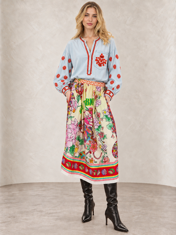 Vanessa Cherry Printed Midi Skirt