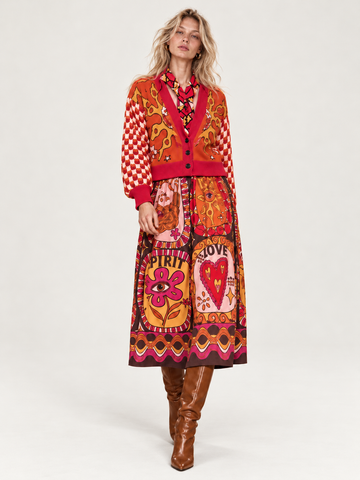 Vanessa Printed Midi Sunset Skirt