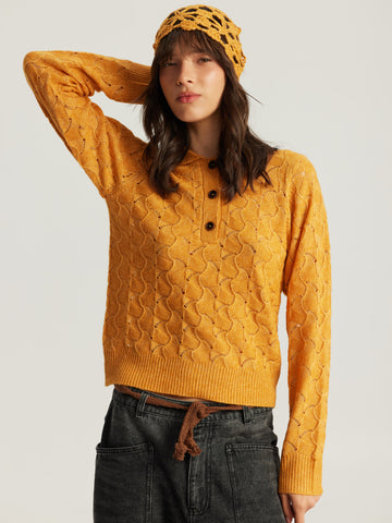 Elia Crochet Mustard Knit