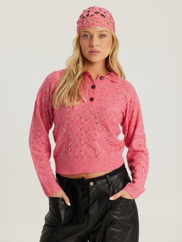 Elia Crochet Pink Knit