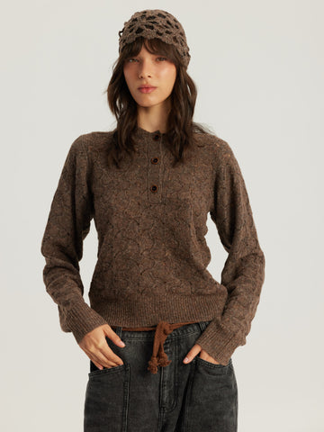 Elia Crochet Brown Knit