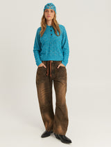 Elia Crochet Blue Knit