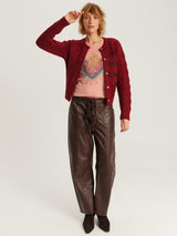 Myra Burgundy Cropped Cardigan