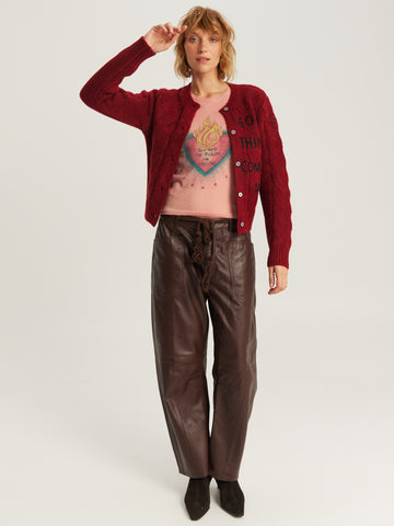 Myra Burgundy Cropped Cardigan