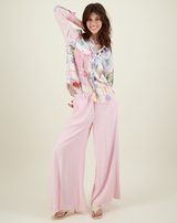Ariel Baby Pink Wide Leg Linen Pants