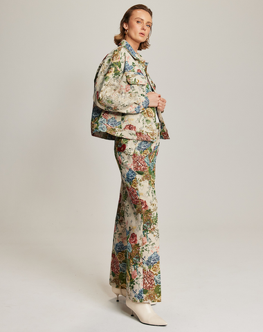 Harmony Rose Red Jacquard Pants