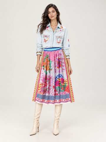 Vanessa Rangoli Printed Midi Skirt