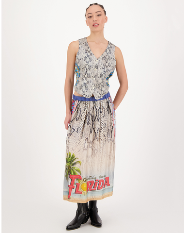 Vanessa Printed Snake Midi Skirt