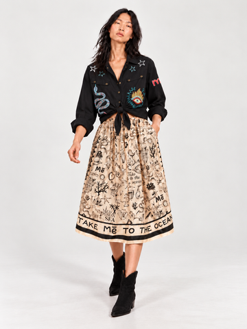 Vanessa Mermaid Printed Midi Skirt