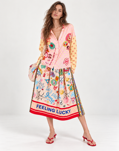 Vanessa Lucky Me Printed Midi Skirt