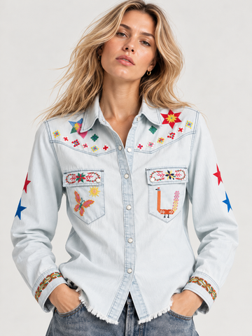 Opal Embroidered Denim Shirt