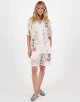 Megan Lace Shirt With Knit Collar