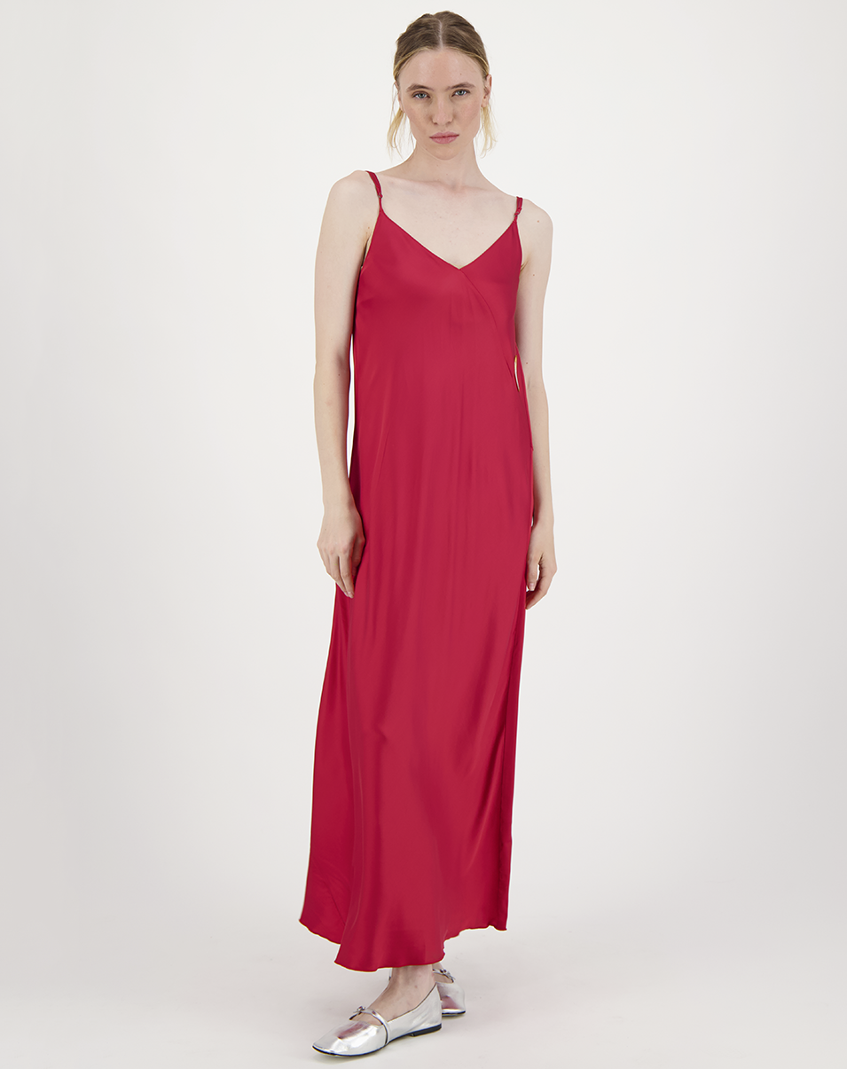 red camisole dress Slit Sequin V-Neck Cami Dress, Red