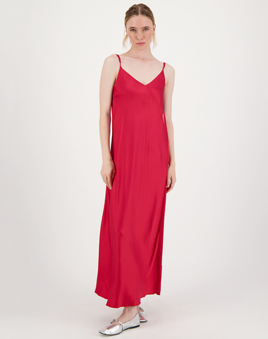 Luisa Red Solid Camisole Dress