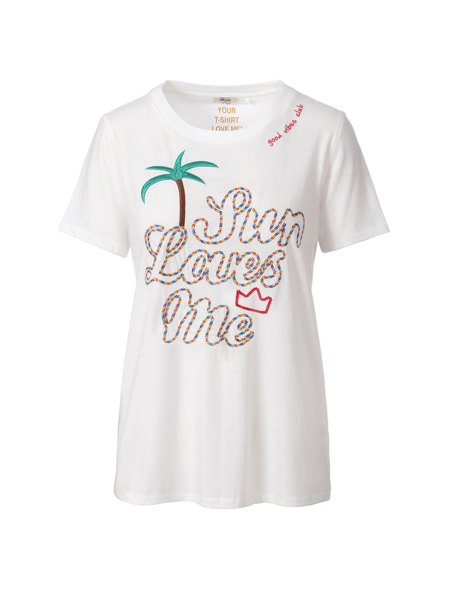 Willow Palm Embroidered T-Shirt