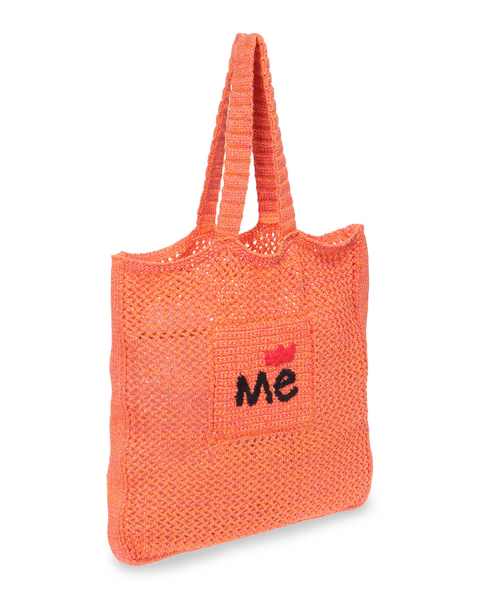 Remi Crochet Orange Shopper Bag