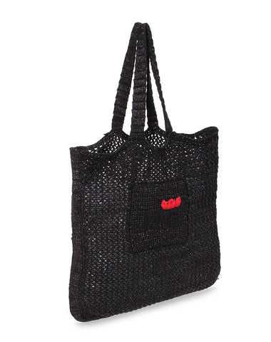 Remi Crochet Black Shopper Bag