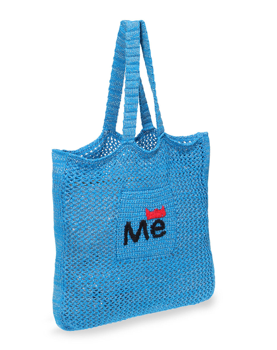 Remi Crochet Blue Shopper Bag