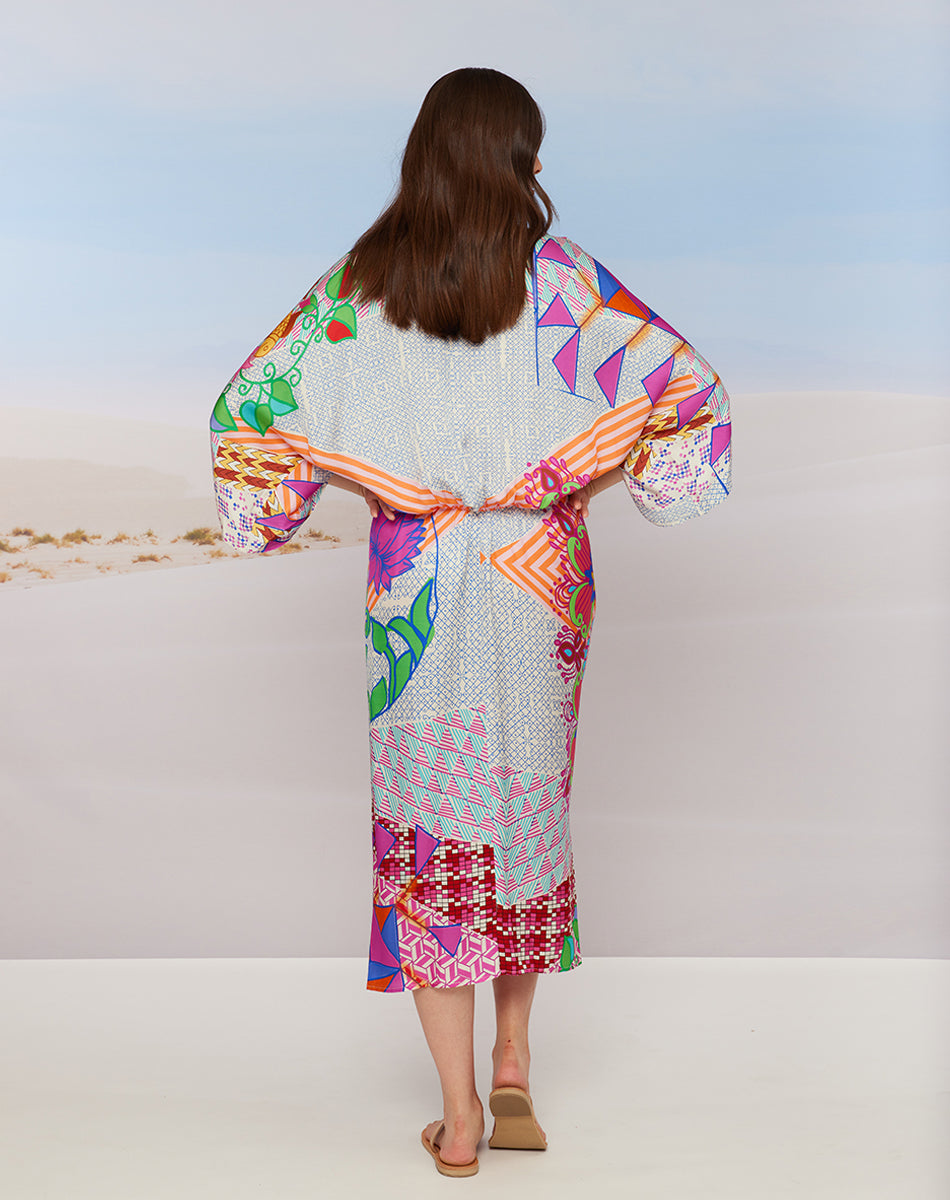 Sophia Kimono Rangoli Dress